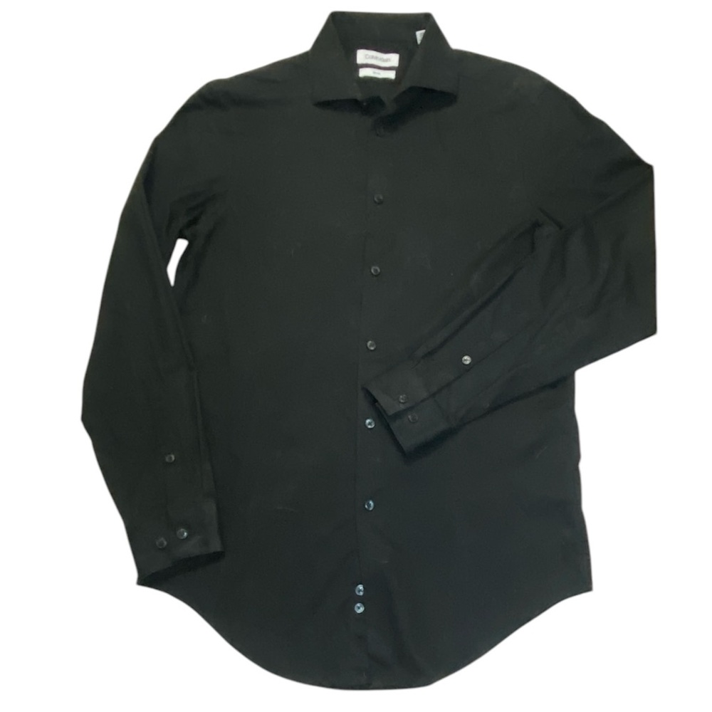 Calvin Klein Men’s Button Up Black Textured‎ Slim Fit Shirt Sz M